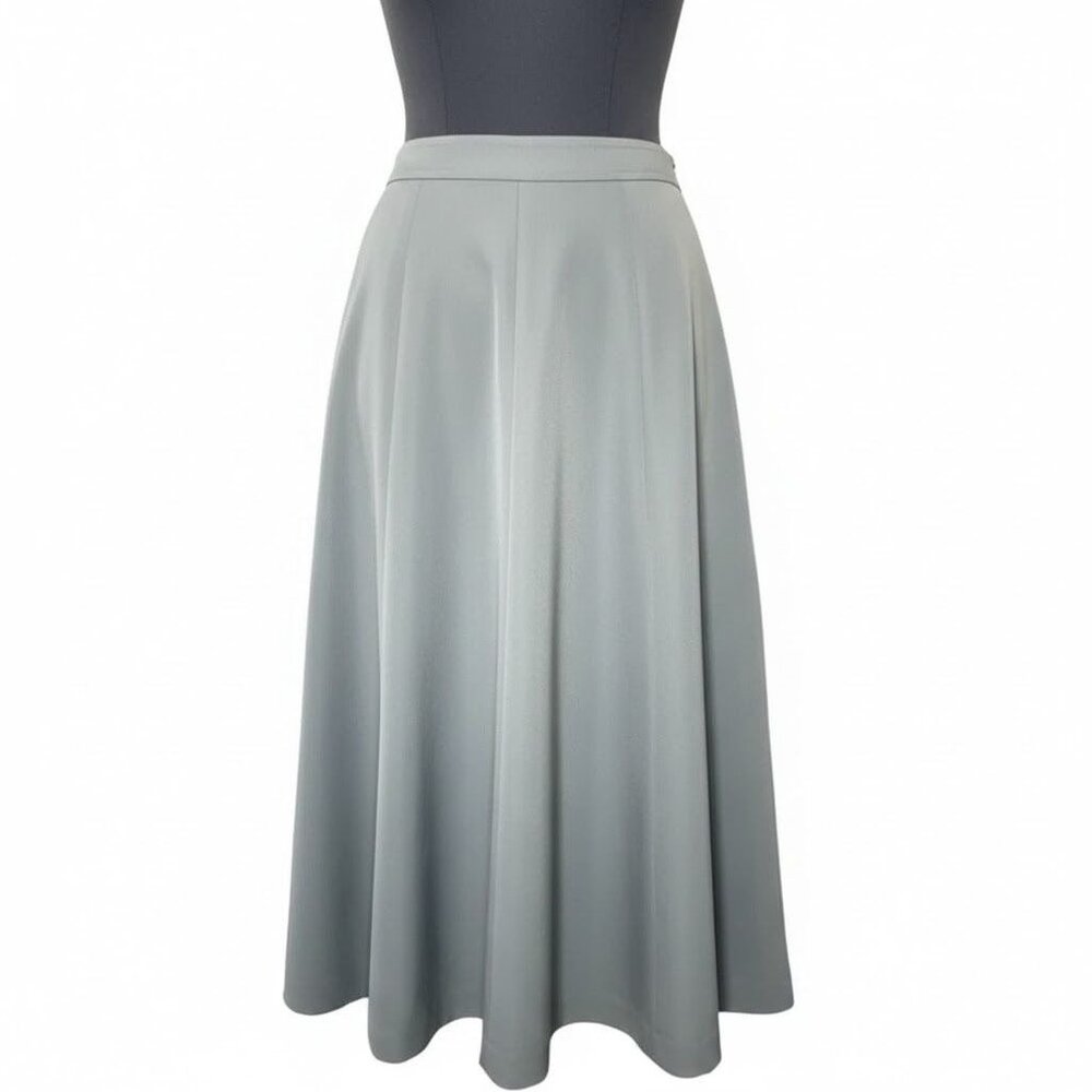 Vintage A-Line Midi Skirt - High Waisted blue Gray‎ Flare Skirt - Size 4 (27")
